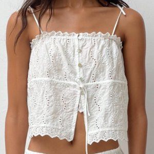 Zara OPENWORK EMBROIDERED TOP WHITE - REF. 2712/468
